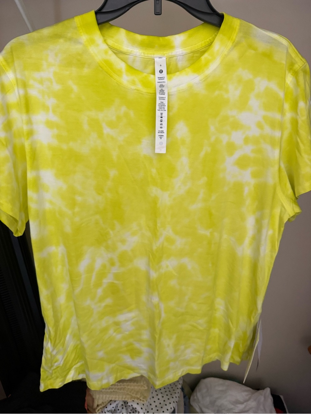 lululemon athletica Yellow and White Tie-Dye Crewneck Tee